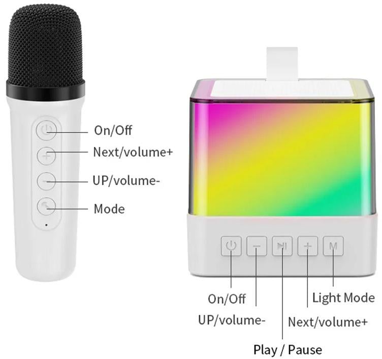 Колонка караоке дитяча з двома бездротовими мікрофонами RGB підсвічуванням (K18) - фото 7