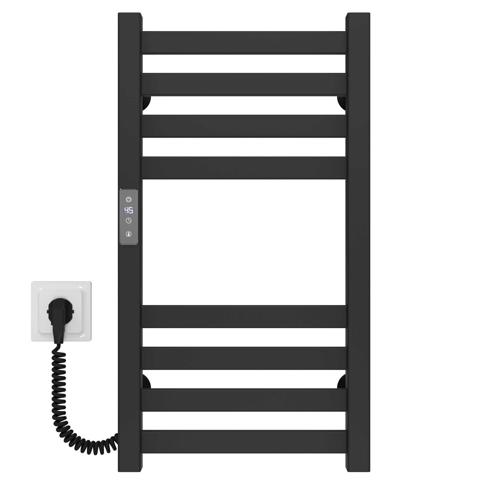 Полотенцесушитель электрический Deffi Magnus П8 JD04 левое подключение нержавеющая сталь 300х600 мм Черный (A.MA.60.30.8.E.B.L.2)