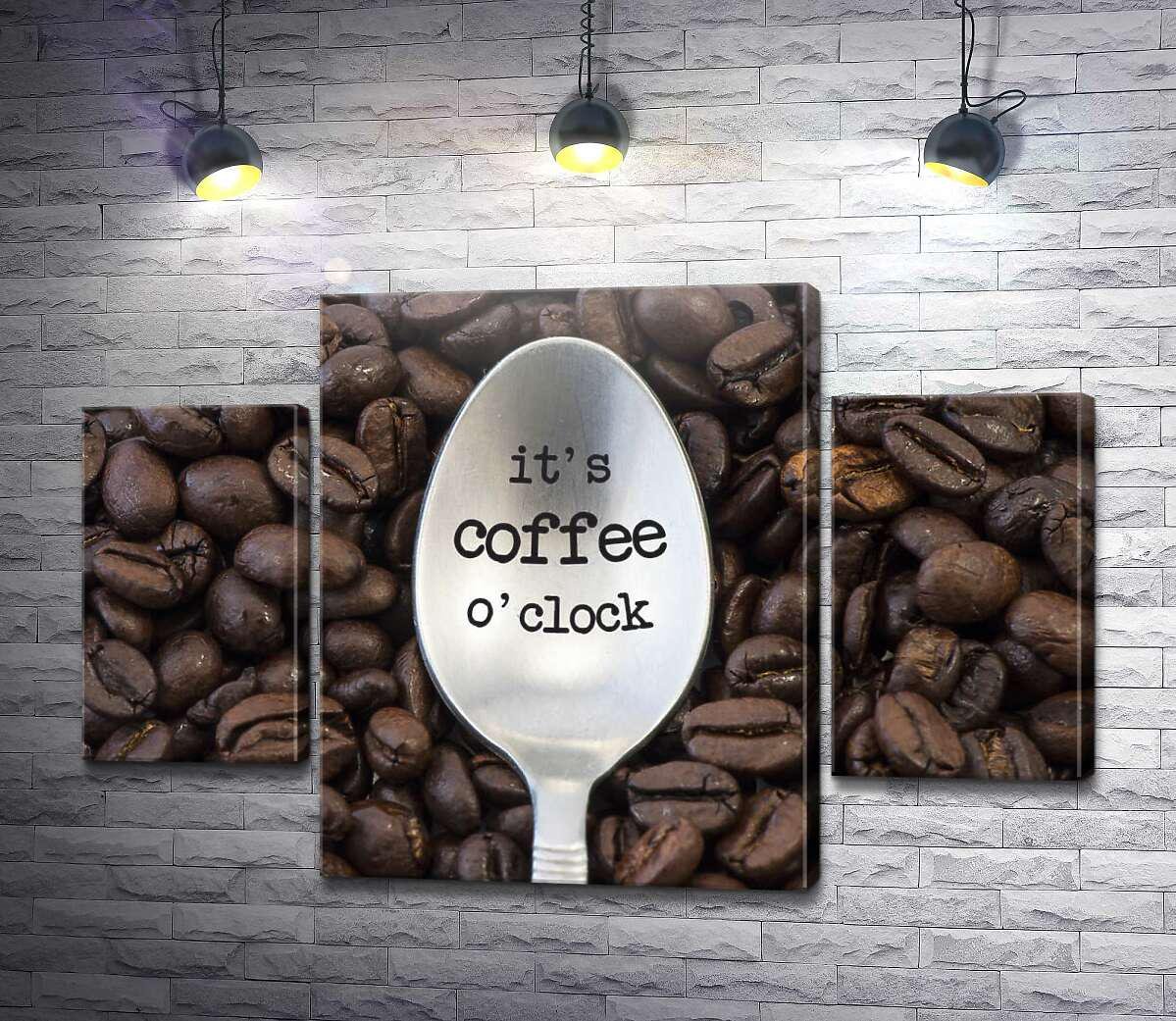 Картина ArtPoster Кофейная ложка с надписью "it's coffee o'clock" 100x68 см Модуль №7 (004301) - фото 1