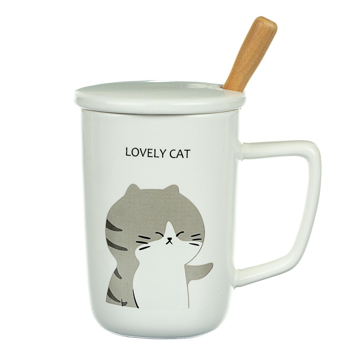 Кружка керамическая с крышкой Elisey Пушистый любимец2 350 мл (8424-006)