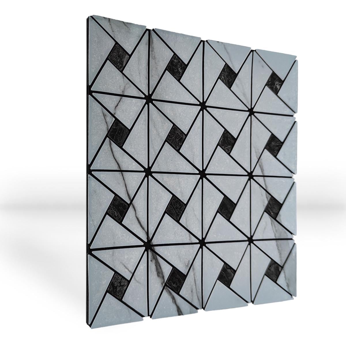 Плитка самоклеящаяся PET фигуры/ромбики 30х30 см 4 мм Серебряный