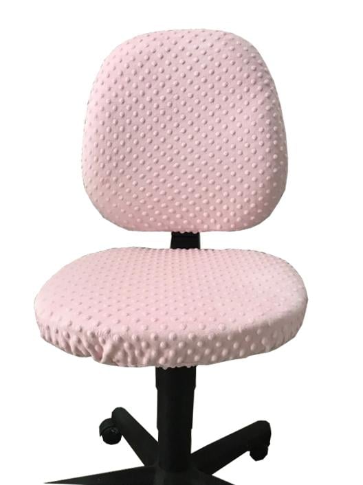 Чехол на офисное кресло MinkyHome натяжной универсальный плюш с закрытой спинкой Розовый