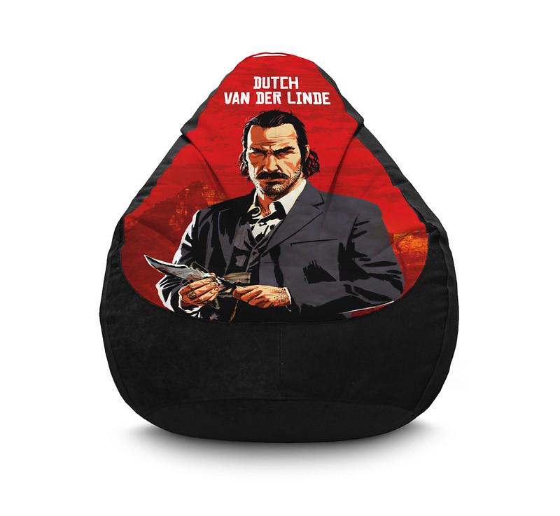 Крісло мішок iPuff RDR 2 Dutch van der Linde Флок XXL 90х125 см Чорний