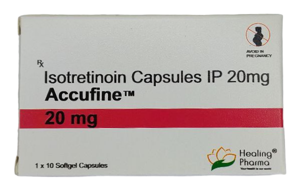 Изотретиноин от акне Healing Pharma Accufine Isotretinoin 20 мг 10 софтгелей