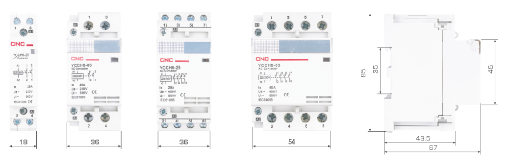 Контактор модульний CNC YCCH6 4P 40A 4NO 220V (Б00029042) - фото 2 Контактор модульний CNC YCCH6 4P 40A 4NO 220V (Б00029042) - фото 2
