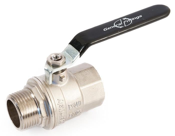 Кран кульовий повнопрохідний General Fittings 7100.L2 ВЗ 1/2" PN40 латунь