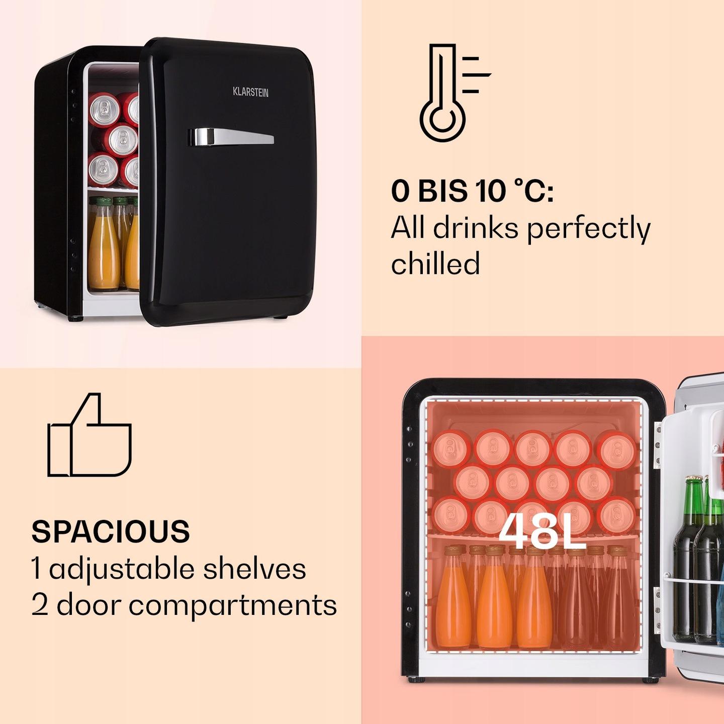 Холодильник мини ретро KLARSTEIN Audrey 2 уровня 48 л (10040738) - фото 2 Холодильник мини ретро KLARSTEIN Audrey 2 уровня 48 л (10040738) - фото 2