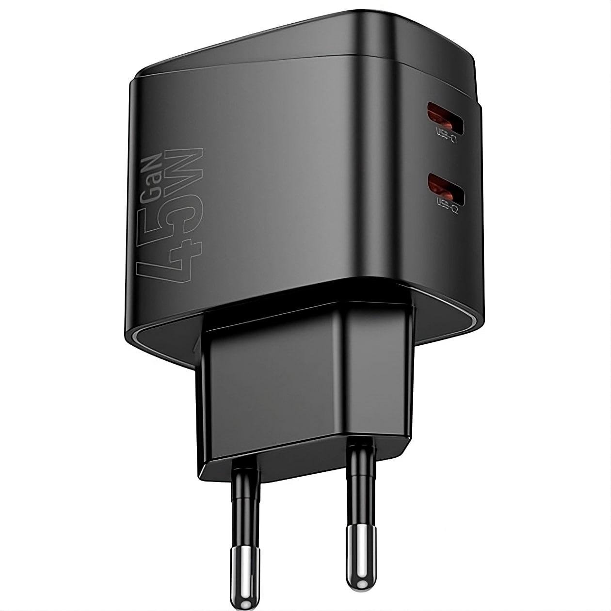 Зарядное устройство сетевой Hoco PD45W 2xType-C GaN Black (CS62A)