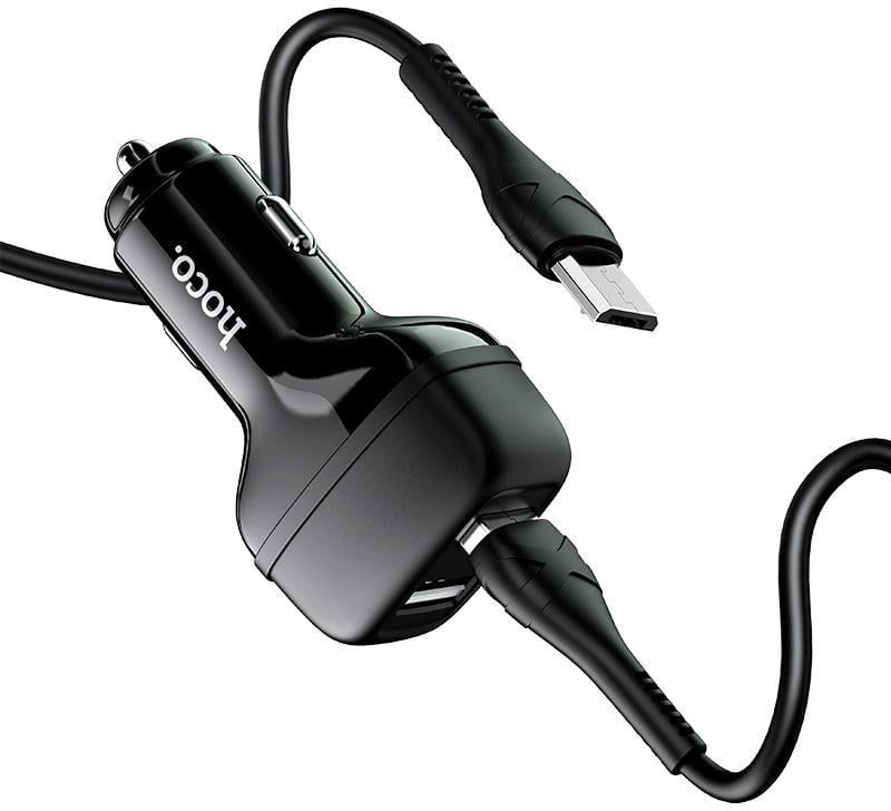 Пристрій зарядний автомобільний Hoco Z36 2 USB 2,4A кабель microUSB (18179)
