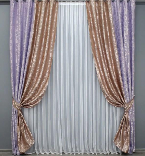 Шторы жаккард 1,5х2,7 м 2 шт. Сиреневый/Пудровый (014дк/295-090ш)