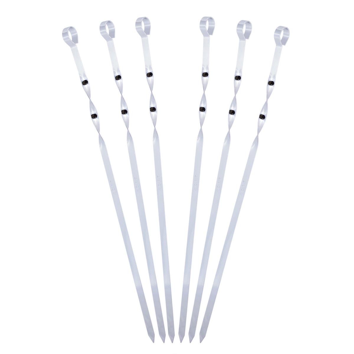 Набор плоских шампуров Скаут КМ-0711 из хромированной стали 45 см 6 шт. Стальной (150-84-0711)