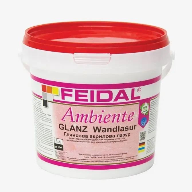 Лазурь декоративная акриловая Feidal GLANZ Wandlasur глянцевая для прованского стиля лофт 1 л