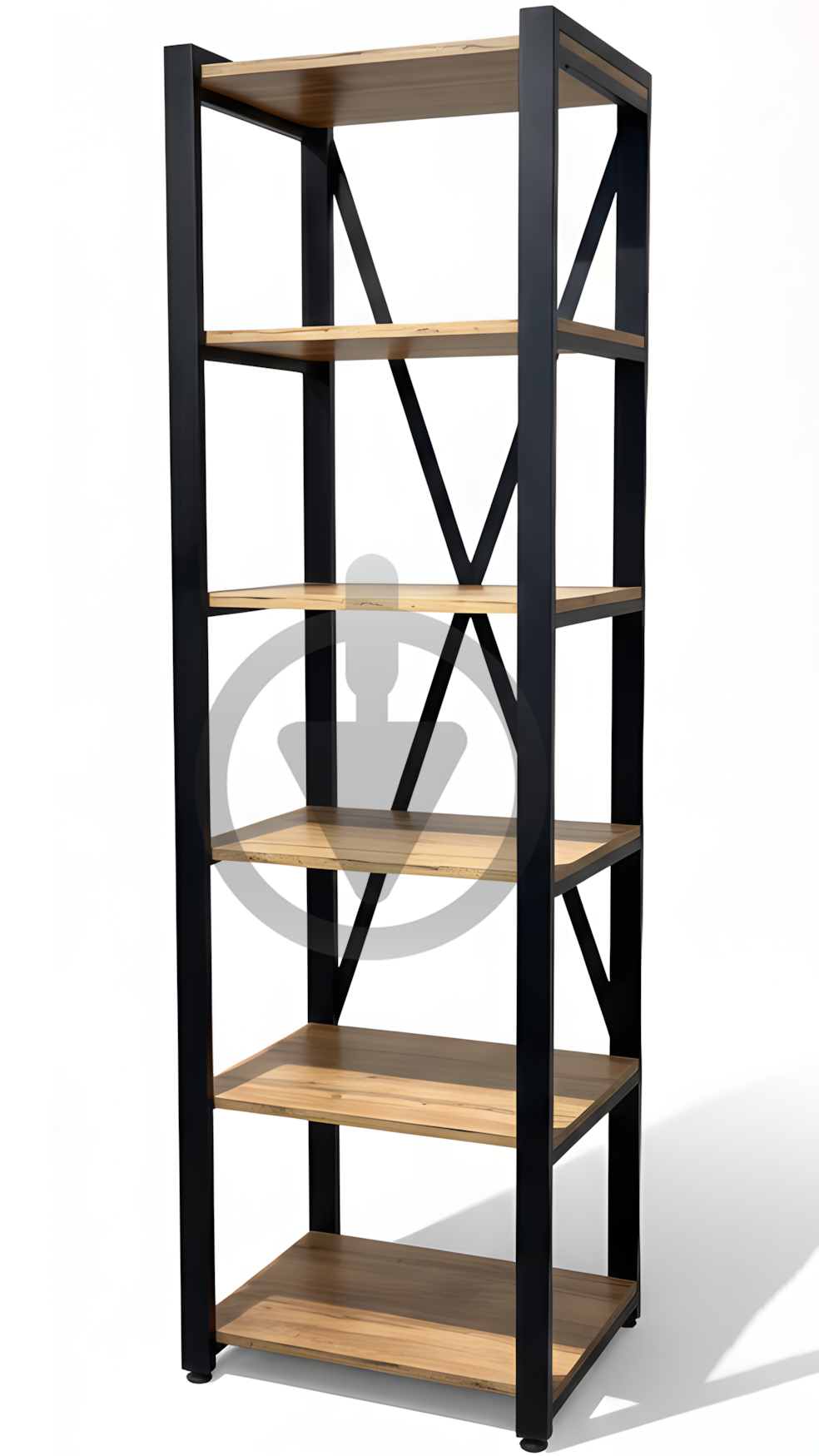 Стелаж металевий для дому офісу RoMax Bruges 200х60х50 см лофт ДСП Дуб Тахо/Чорний