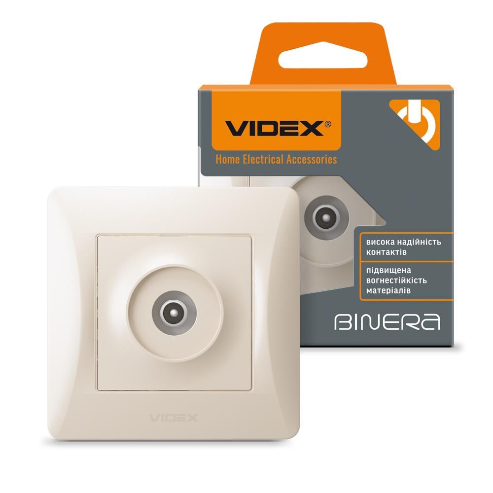 Розетка одинарна Videx Binera TV телевізійна Кремовий (11621)