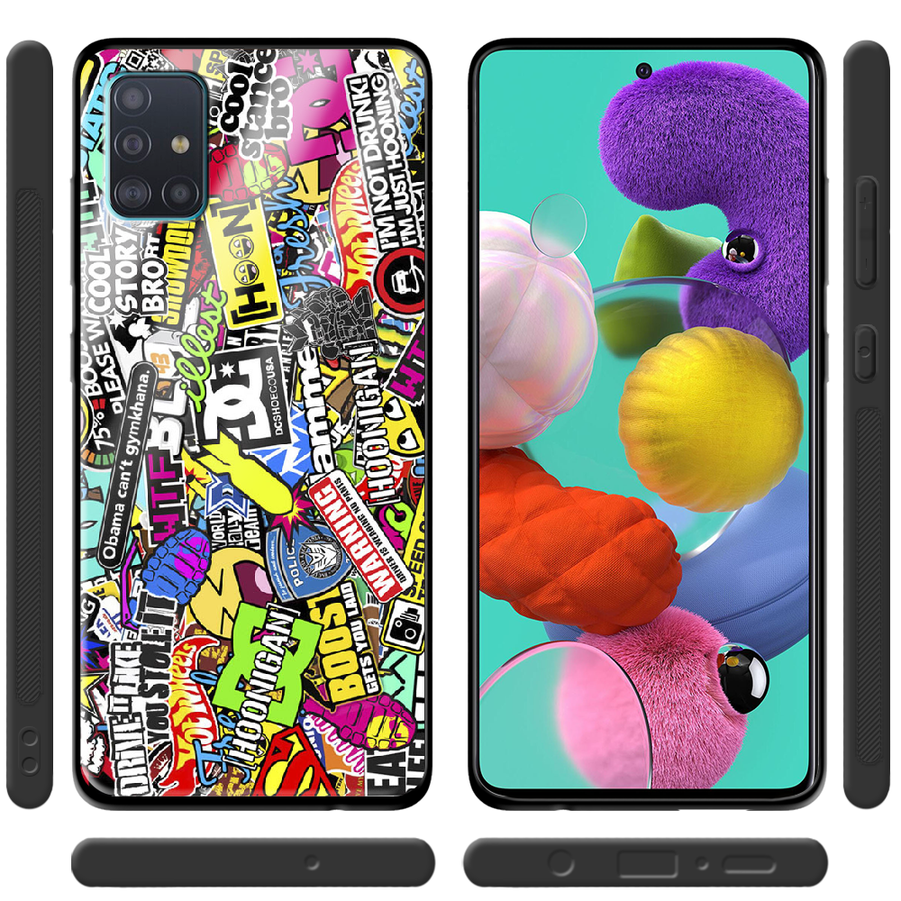 Чехол Boxface Samsung A515 Galaxy A51 Multicolored Inscriptions Черный силикон со стеклом (38808-up880-39407) - фото 2