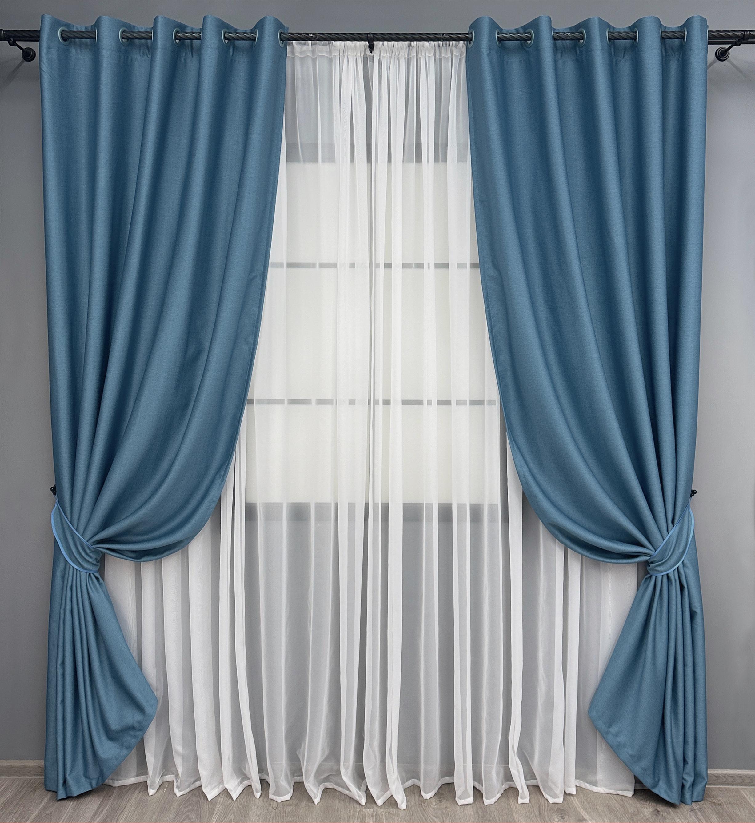 Комплект штор на люверсах VR-Textil Шенил однотонный № 1696ш 150х250 см 2 шт. Синий (37-0235) - фото 1 Комплект штор на люверсах VR-Textil Шенил однотонный № 1696ш 150х250 см 2 шт. Синий (37-0235) - фото 1