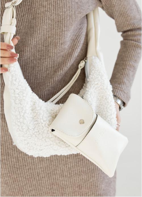 Женская сумка хобо Sambag из экокожи Белый (987030813)