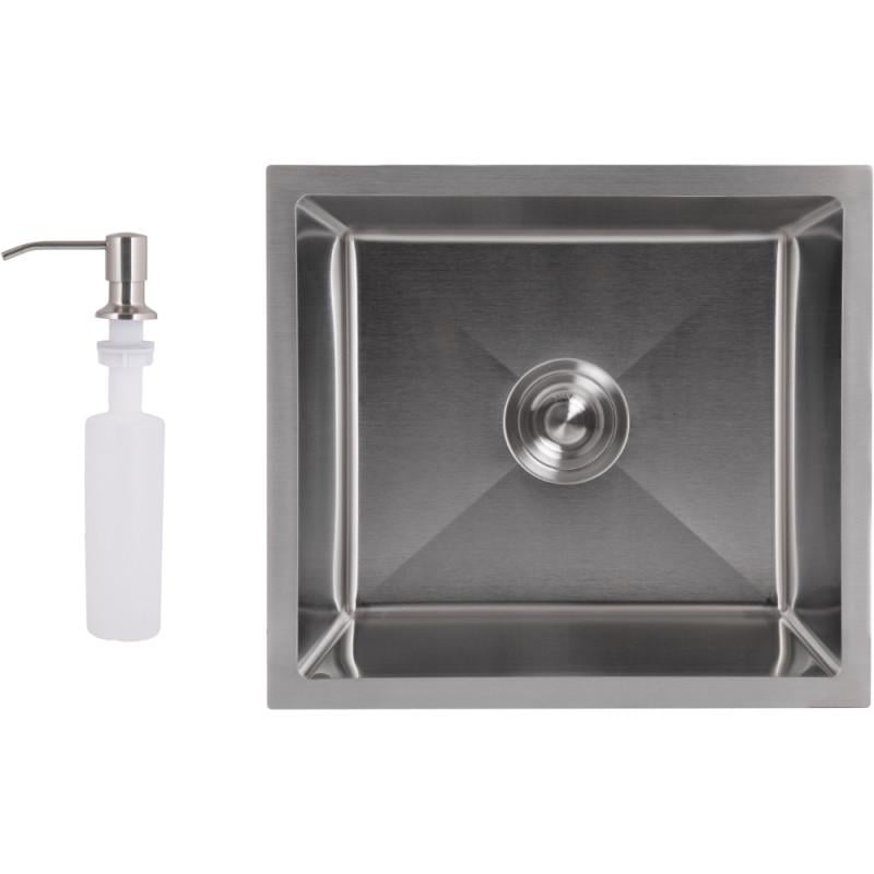Мойка для кухни интегрирована под столешницу Lidz Handmade H4843 3,0/1 мм Brushed Steel (LDH4843BRU49441)