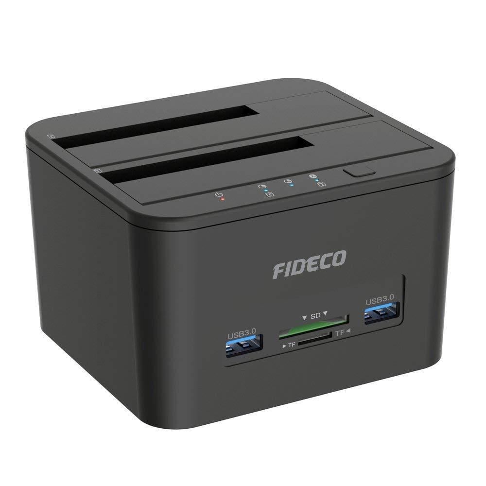 Док-станция клонировщик Fideco для двух HDD 2,5"/3,5" SATA/SSD 2xUSB 3.0 и SD/TF Черный (FDS1SA2SA2PB 6341)