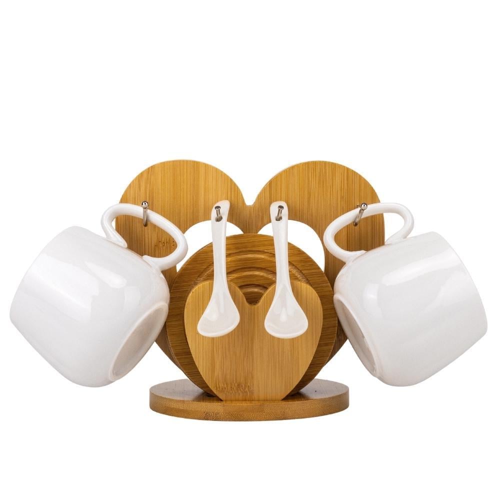 Набор чашек Modern с бамбуковой подставкой Сердце 16 см