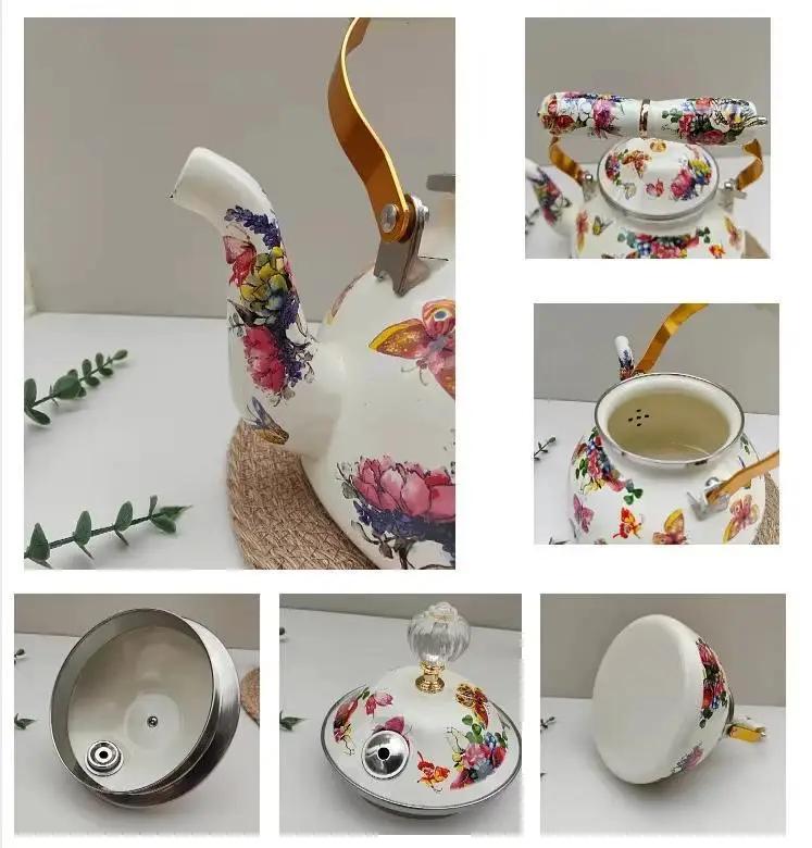 Чайник эмалированный винтажный KSL со свистком 2,5 л для газовой плиты (47111) - фото 2 Чайник эмалированный винтажный KSL со свистком 2,5 л для газовой плиты (47111) - фото 2