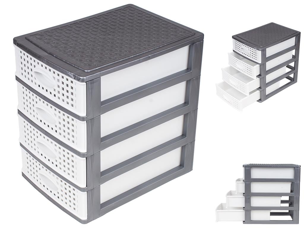Стеллаж Rotang 4-ярусный 26,3х18,8х27 см Бело-серый (MCS-BK096-4)