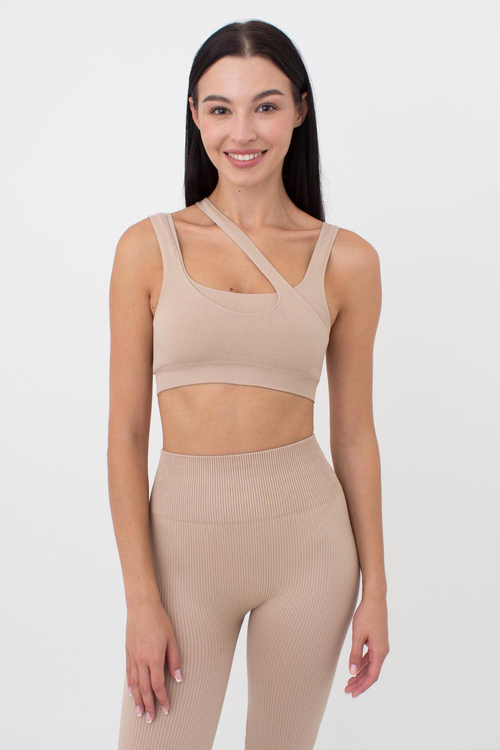 Топ женский Giulia TOP RIB CO с асимметричными бретелями XS/S Beige (2000115549157)