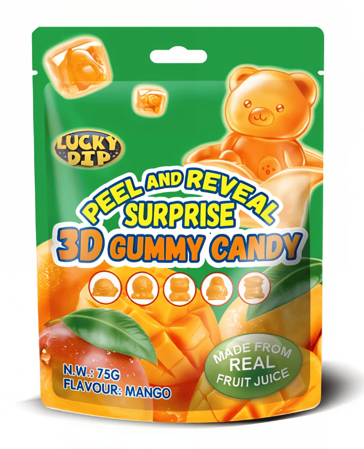 Конфеты жулейные Lucky Dip Peel and Reveal Surprise 3D Gummy Candy Flavour Mango 75 г (2728107259)