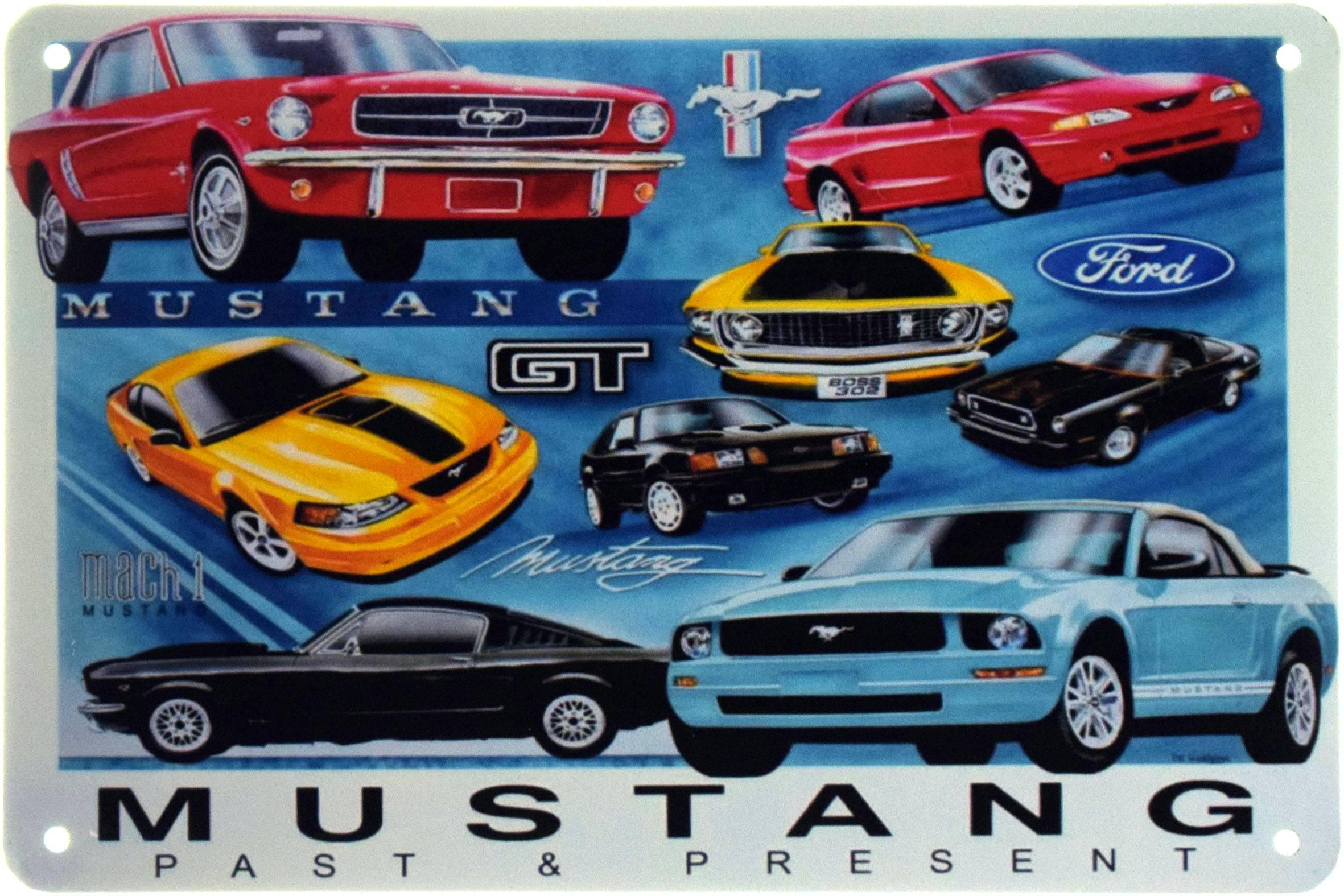 Табличка металлическая Ford Mustang Past & Present 20x30 см