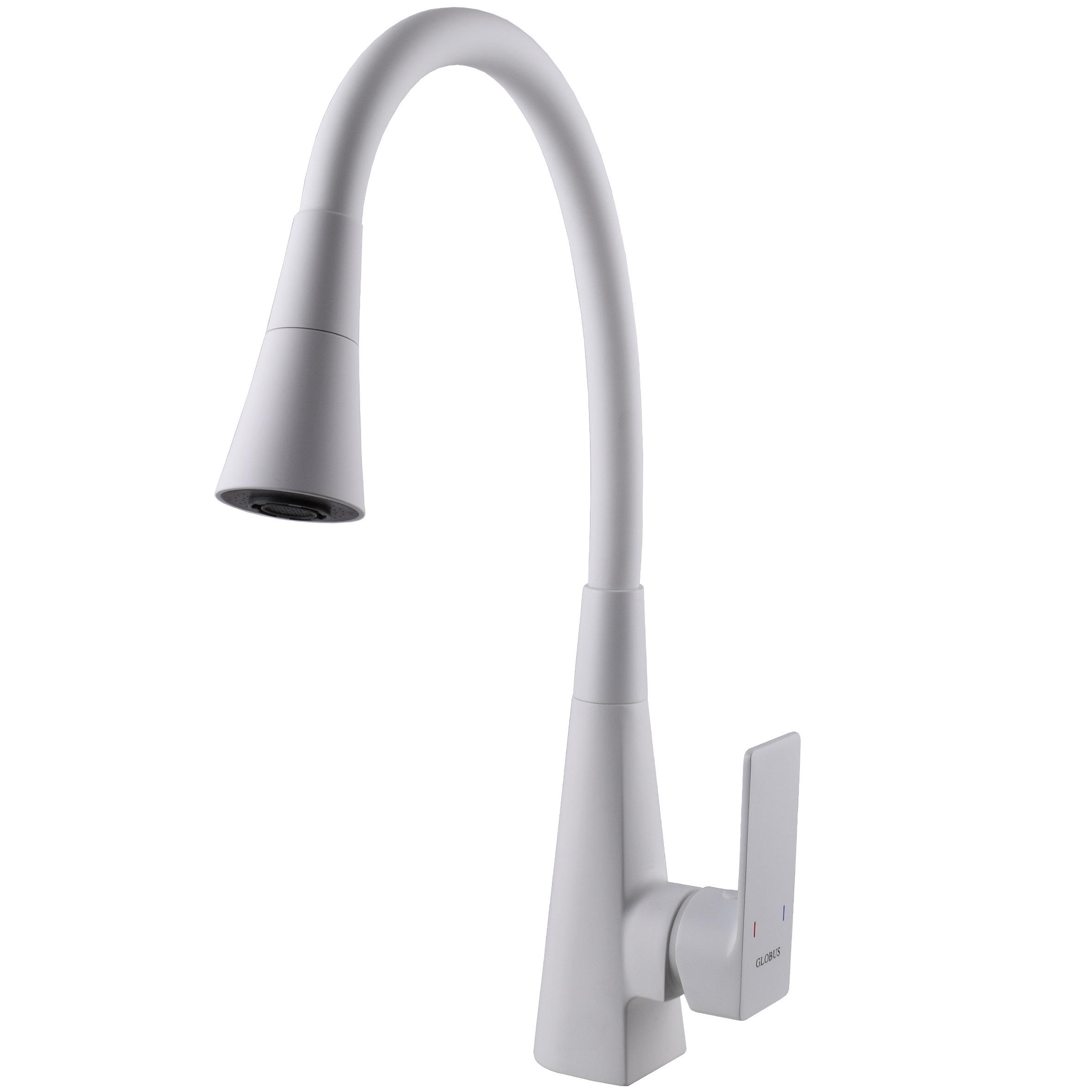 Смеситель для кухни GLux Niagara латунный с гибким гусям и аэратором на 2 режима Белый матовый (GLN-0203SM-WM) Смеситель для кухни GLux Niagara латунный с гибким гусям и аэратором на 2 режима Белый матовый (GLN-0203SM-WM)