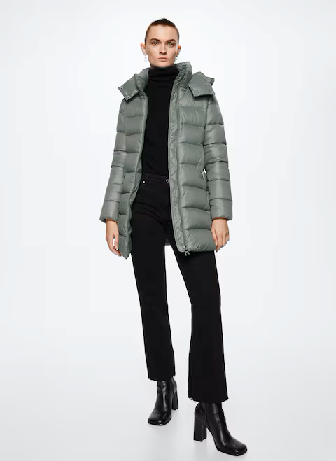 Куртка женская с капюшоном Mango 37017718-BEGO XS Серо-голубой