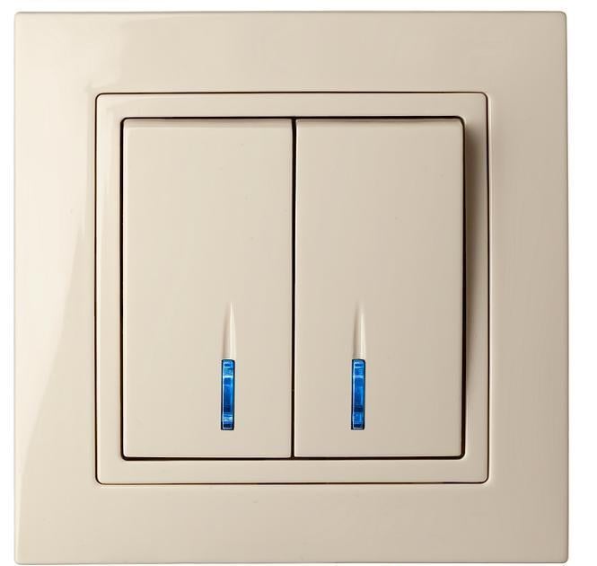 Выключатель двухклавишный с подсветкой MARSHEL ELEGANT VS10-201 Beige (VS10-201 Beige)