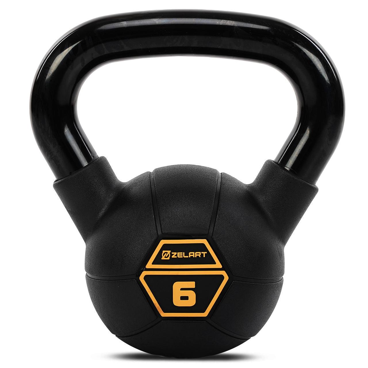 Гиря тренировочная цельная Mdbuddy TA-5428-6 стальная с PVC покрытием 6 кг Черный (2532856774)