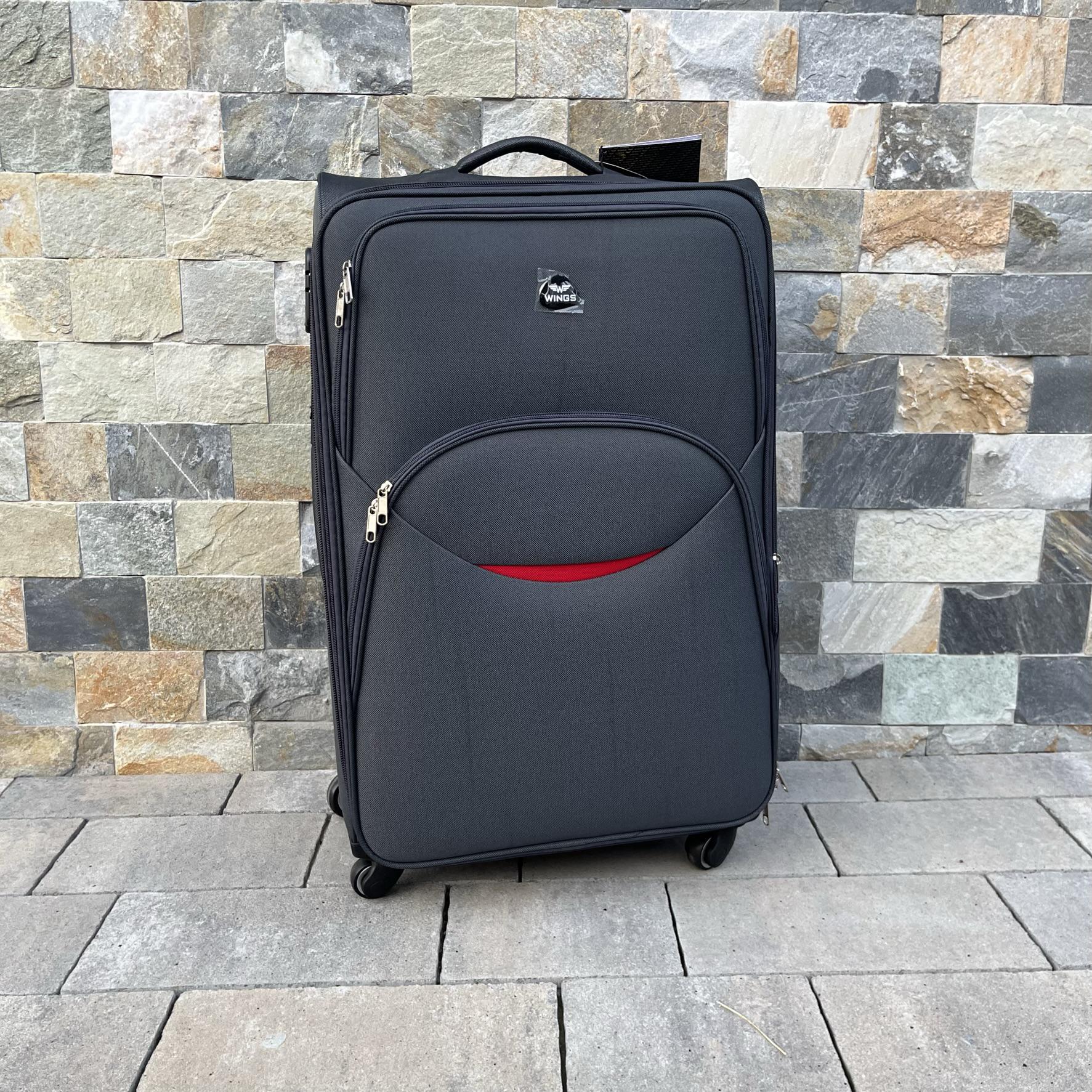 Чемодан тканевый большой на 4 колесах Wings 1708 L Серый - фото 2