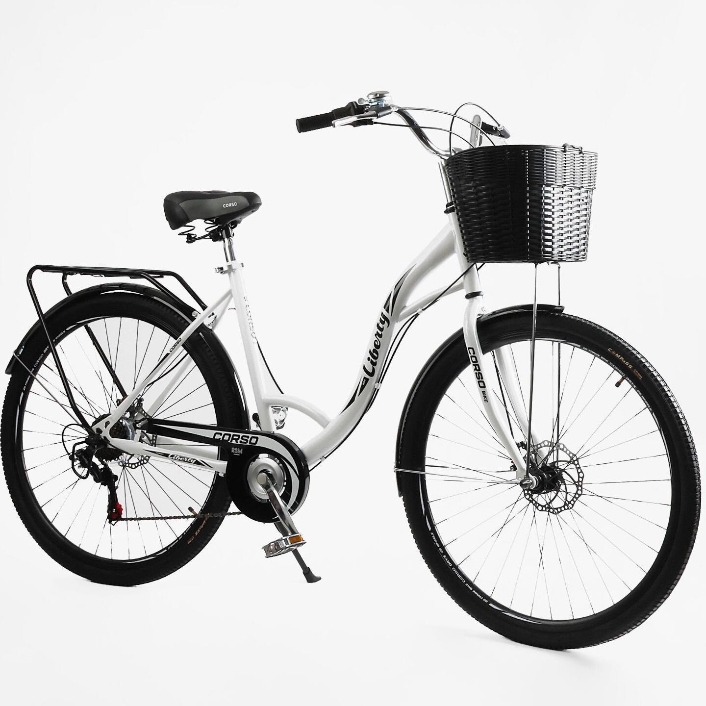 Велосипед городской Corso Liberty с корзиной и багажником рама 20"/28" Белый - фото 2 Велосипед городской Corso Liberty с корзиной и багажником рама 20"/28" Белый - фото 2