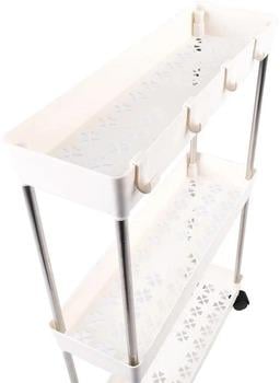 Стеллаж на колесиках трехъярусный с крючками в ванную Белый (XYX-2020-1) - фото 3 Стеллаж на колесиках трехъярусный с крючками в ванную Белый (XYX-2020-1) - фото 3