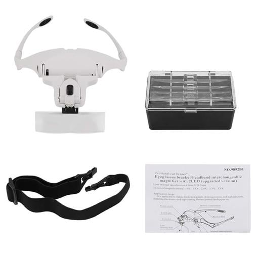 Окуляри збільшувальні 9892B1 з LED підсвічуванням 5 лінз 1x-3,5x 3xAAA White (877454) - фото 3 Окуляри збільшувальні 9892B1 з LED підсвічуванням 5 лінз 1x-3,5x 3xAAA White (877454) - фото 3