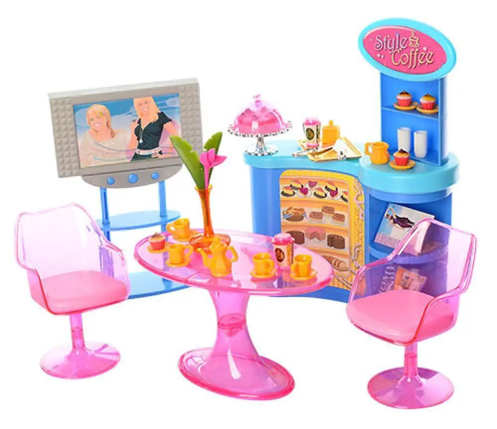 Кухня для кукол Барби Gloria кукольная мебель/стойка/стулья (2918)