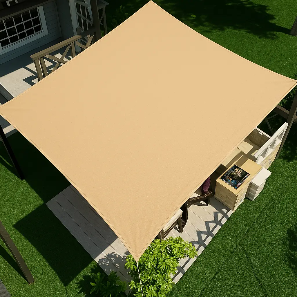 Тент солнцезащитный водонепроницаемый квадратный Оксфорд 3х3 м Бежевый - фото 4 Тент солнцезащитный водонепроницаемый квадратный Оксфорд 3х3 м Бежевый - фото 4