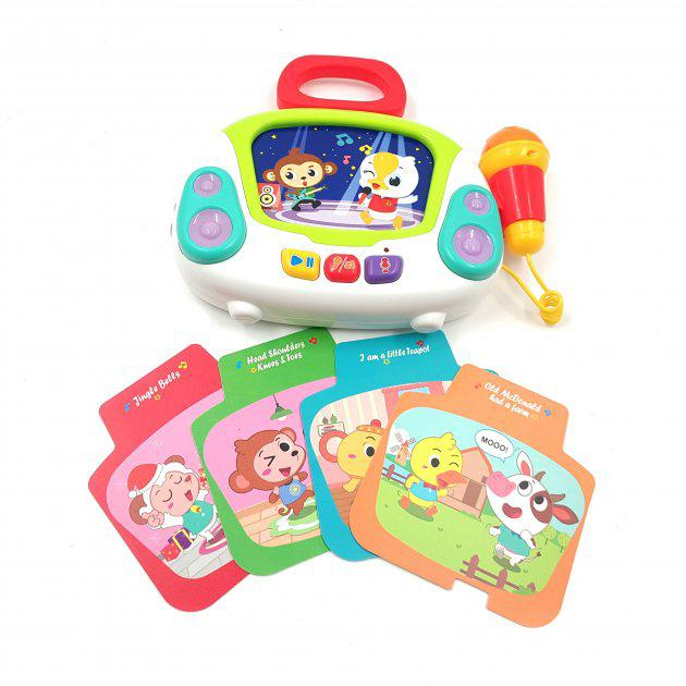 Дитяче караоке 3138/12/2 підсвічування/4 музичні картки/мікрофон (25604938) - фото 3