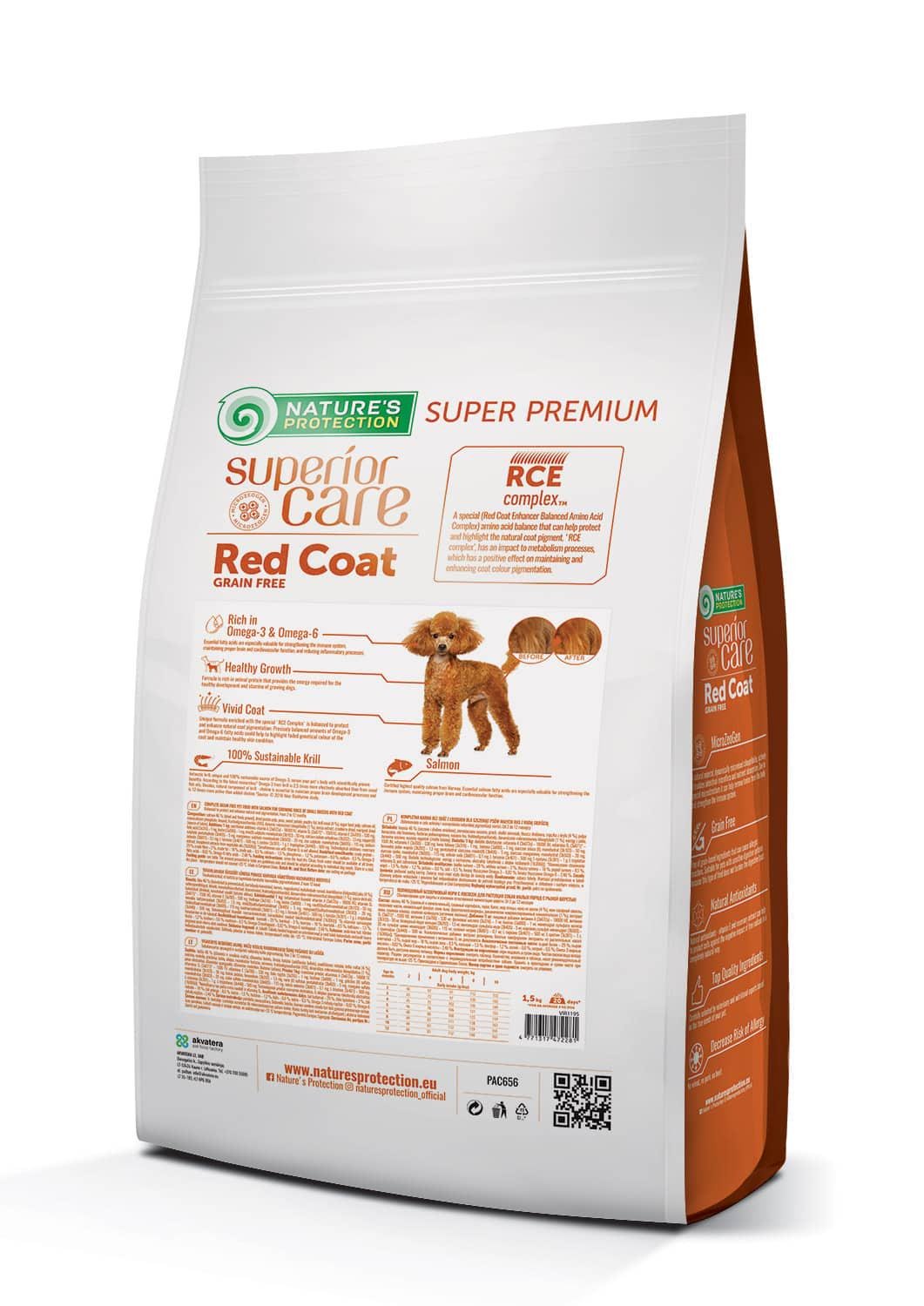 Корм сухий Nature's Protection Superior Care Red Coat Grain Free Junior Mini Breeds для юніорів з рудим забарвленням шерсті 1,5 кг (NPSC47228) - фото 2