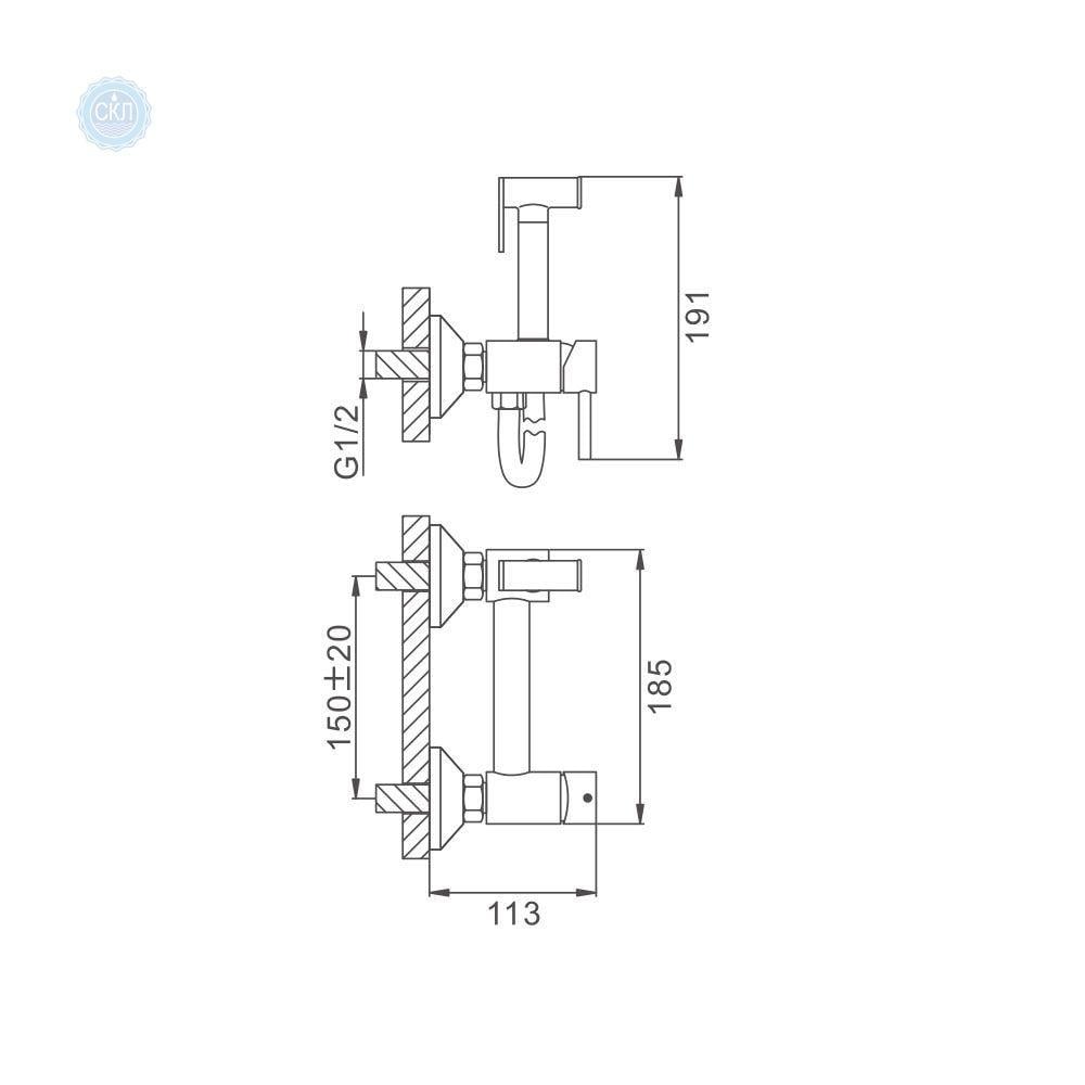 Смеситель для биде Lamber Black Mat F7503-6 настенный матовый Черный - фото 2