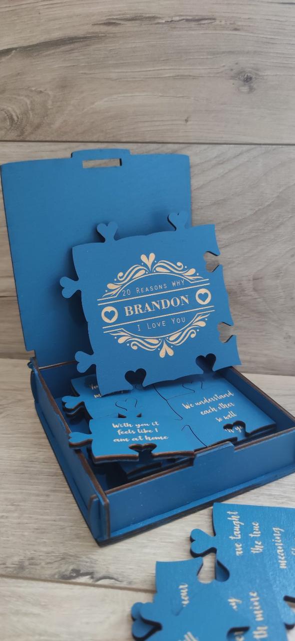 Пазл дерев'яний 20 причин чому Я тебе люблю у дерев'яній коробочці (KG-4836) - фото 3