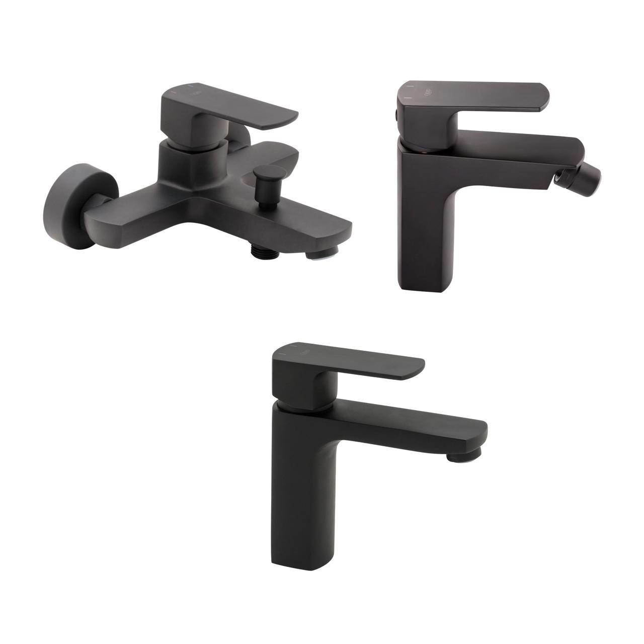 Комплект смесителей Qtap Lipno смеситель для ванны QTNH3023101DCB/смеситель для раковины QTLIPNO1023101CB/смеситель для биде (2553560886)