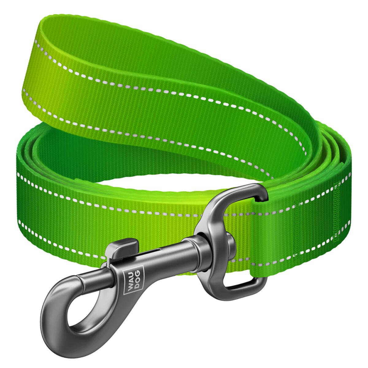 Поводок для собак Waudog Nylon Mono световозвращающий L/XXL 25 мм х 300 см Салатовый (46455 Col)