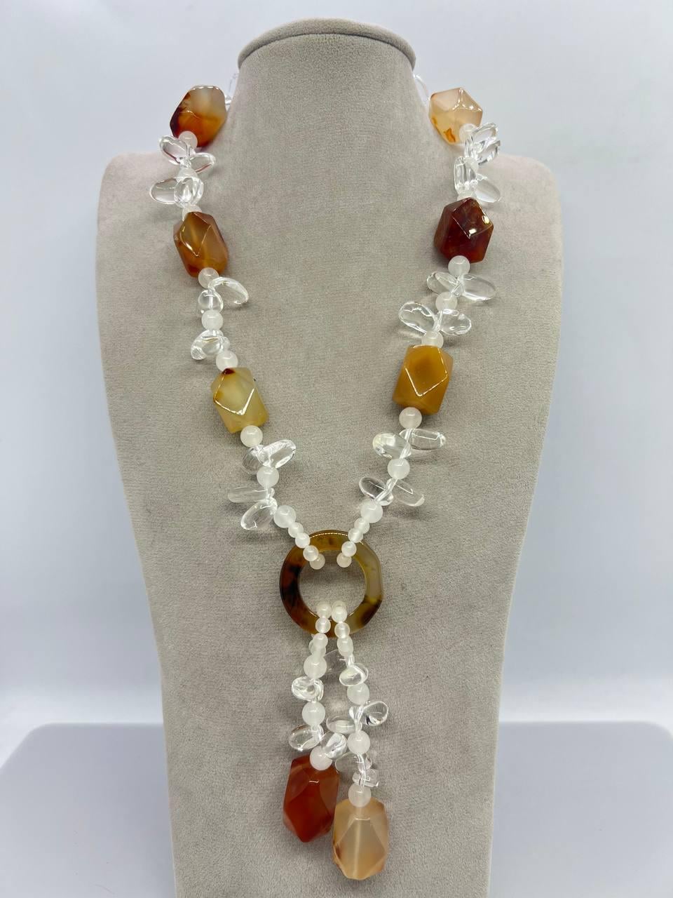 Бусы сердолик и кварц 54 см Разноцветный (11404)