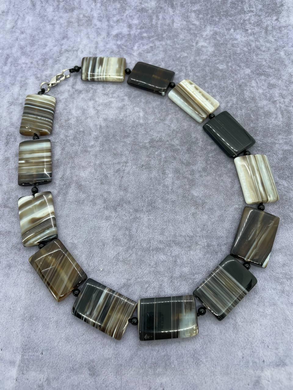 Бусы агат 45 см Коричневый (1251)