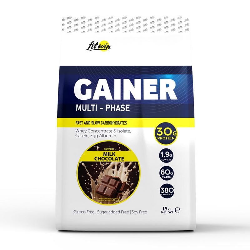 Гейнер FitWin Gainer Multi-Phase 1,5 кг молочный шоколад Гейнер FitWin Gainer Multi-Phase 1,5 кг молочный шоколад