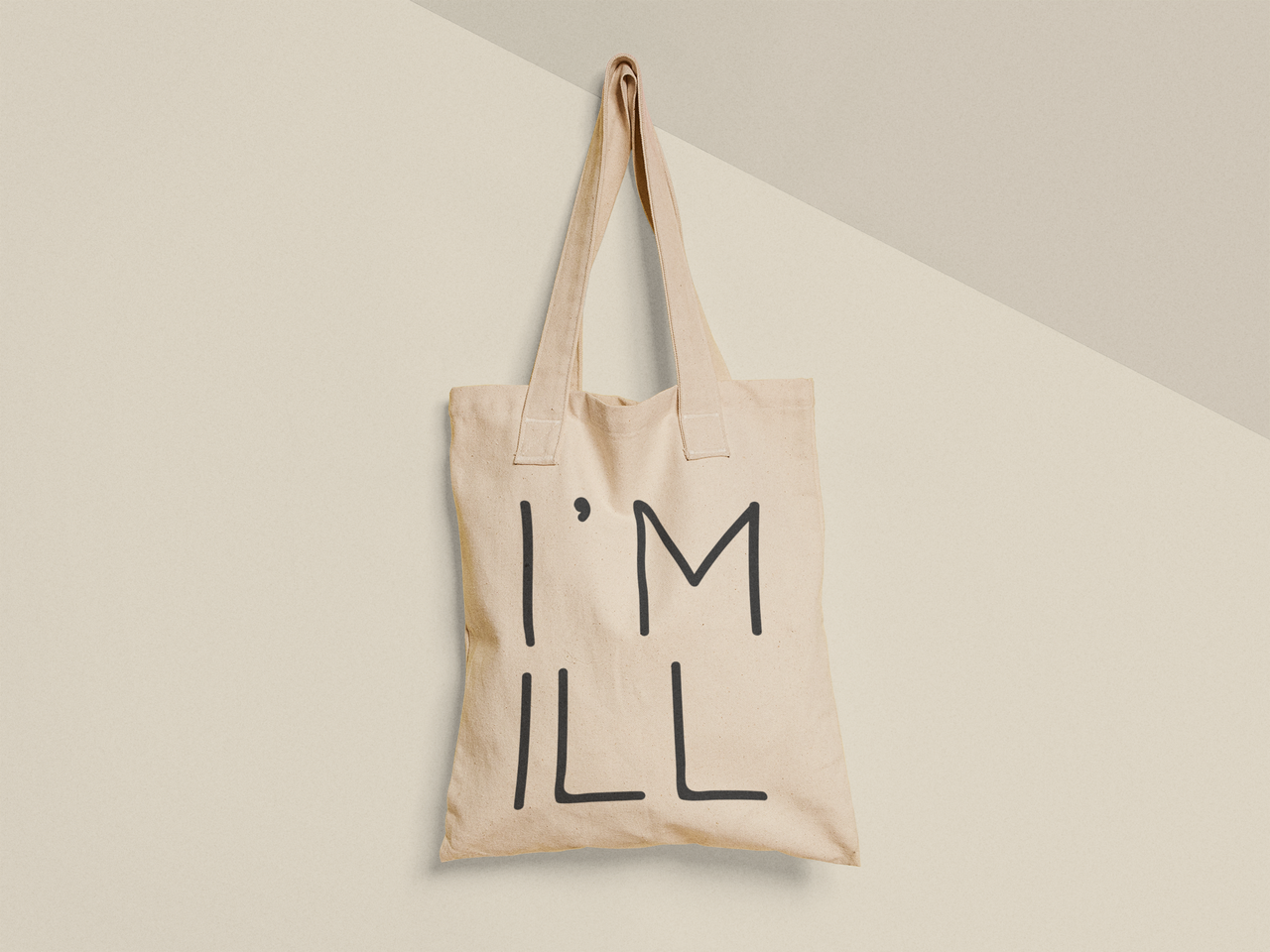 Эко-сумка шоппер с принтом "I'm ill" 38х40 см Бежевый (ПН440-Т) Эко-сумка шоппер с принтом "I'm ill" 38х40 см Бежевый (ПН440-Т)