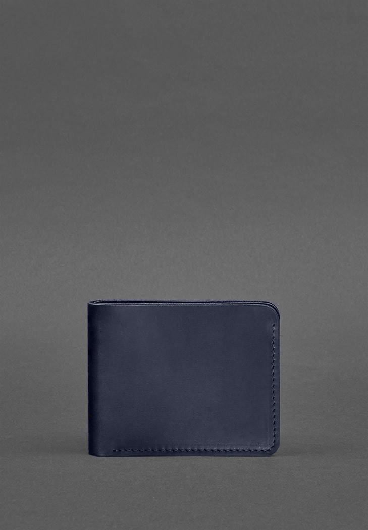 Портмоне шкіряне 4.4 із затискачем краст Синій (A-028065)